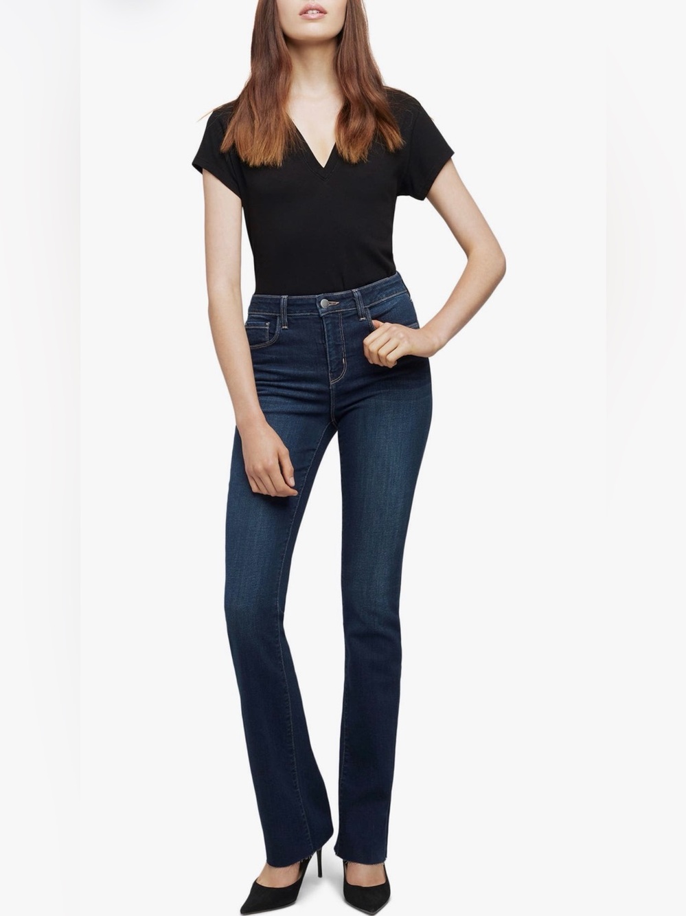 L'AGENCE Ruth High Waist Raw
Hem Straight Leg Jeans